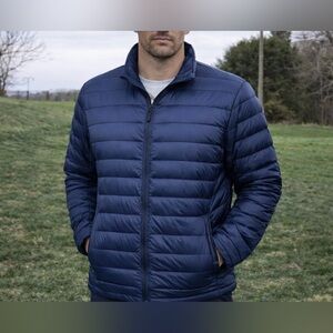 -Nordic Track Down Fill Navy Blue Puffer Jacket Men's Medium